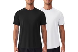 PINSPARK Mens 2 Pack UPF50+ Sun Protection Swim Surf Short Sleeve Athletic Shirts Rash Guard Quick Dry Performance Shirts