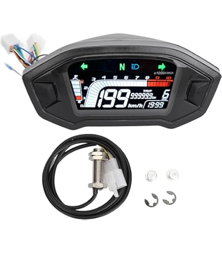 Velocímetro Digital Para Moto Con Pantalla LCD Completa – Tacómetro Y Cuentakilómetros 12V Para 2 Y 4 Cilindros, Modo Noche Y Nivel De Combustible