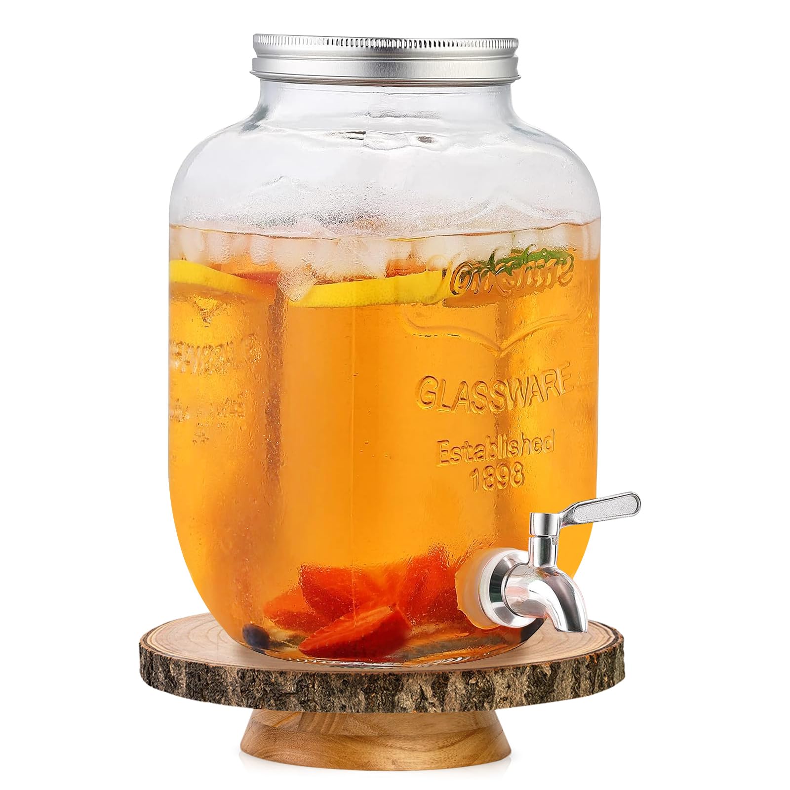 Photo 1 of 1-Gallon Drink Dispenser Glass Beverage Dispenser with Spigot Laundry Detergent Dispenser Juice Lemonade Dispenser for Parties- Serveware for BBQ, Picnic, Pool Party