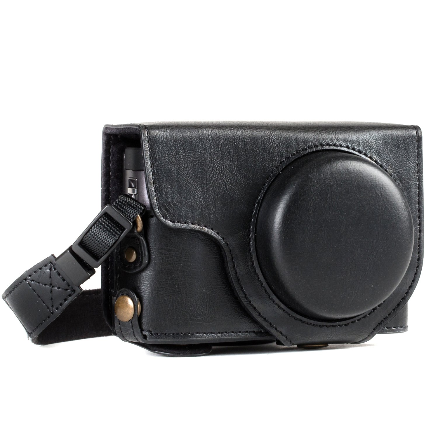 MegaGear MG1258 Ever Ready Leather Camera Case compatible with Panasonic Lumix DC-TZ95, DC-TZ90 - Black — image 1