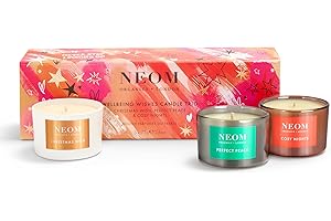 NEOM- Wellbeing Wishes Trio Gift Set | Christmas Wish, Perfect Peace & Cosy Nights Travel Size Candle, 175g | Christmas | Giftting