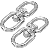 Bonsicoky M6 Double Ended Swivel Eye Hook, 304 Stainless Steel Eye to Eye Swivel Shackle Ring Connector, 2 Pcs
