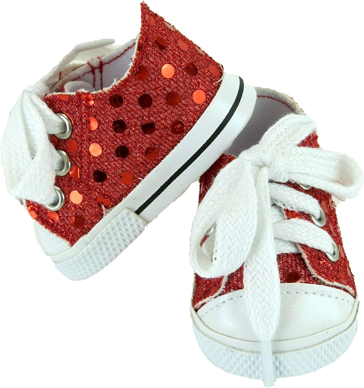 red sequin sneakers