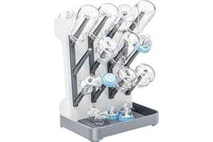 Dayacoco Baby Bottle Drying Rack, Space Saving Vertical Bottles Dryer Holder, Standing Bottle Drying Rack for Countertop Kitchen Organize Bottles, Brushes, Baby Accessories (Gray)