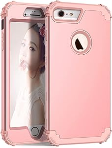 AWINNING iPhone 6 Plus iPhone 6s Plus Case Heavy Duty Shockproof Armor Defender 3in 1 Hybrid Hard PC & Soft Silicone Full Body Protective Phone Case for iPhone 6/6s Plus 5.5 inch – Rose gold