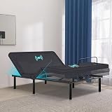 Queen Adjustable Bed Frame with Massage, Updated Adjustable Bed Base with Thickened Foam Frame, Head and Foot Lift,Wireless Remote, Anti-Snore/Zero Gravity, Under-Bed Light/USB Electric Smart Bed
