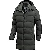 CTFASHION Men's Winter Coat Long Puffer Jacket Waterproof Ski Parka Thicken Insulated Outerwear with Removable Hood