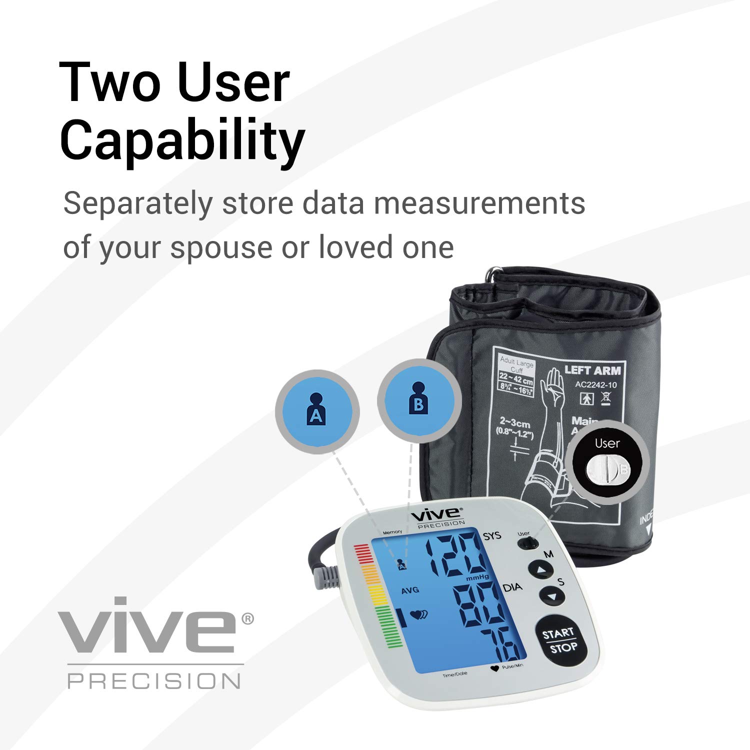 Vive Precision Blood Pressure Cuff Heart Rate Monitor Machine