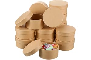 Geyee 24 Pcs Round Paper Mache Box, Small Gift Box with Lid 3.9 Inch Nesting DIY Cardboard Craft Empty Boxes for Adults Decoupaging Painting Crafting Storing Jewelry Treasure