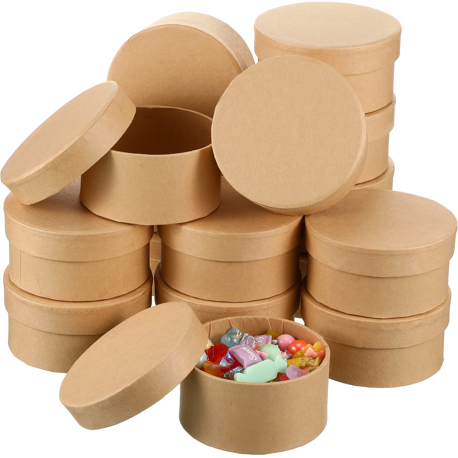 Photo 1 of Geyee 24 Pcs Round Paper Mache Box, Small Gift Box with Lid 3.9 Inch Nesting DIY Cardboard Craft Empty Boxes for Adults Decoupaging Painting Crafting Storing Jewelry Treasure