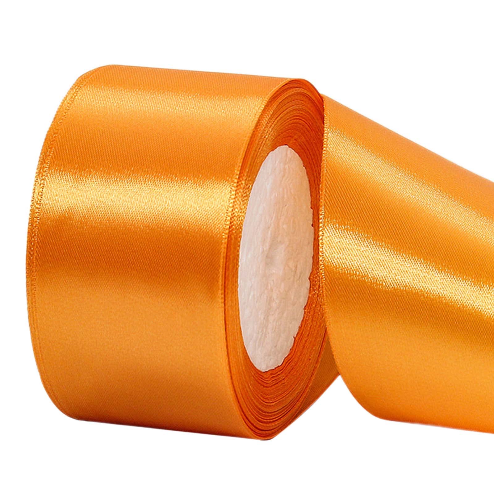 22m Orange Ribbon Satin Ribbon 50mm Wide,Orange Ribbon Fabric Gift Ribbon Halloween Ribbon Gift Wrapping Hair Bow Basket Cake Craft Car Wedding Party Fall Autumn Halloween Decoration