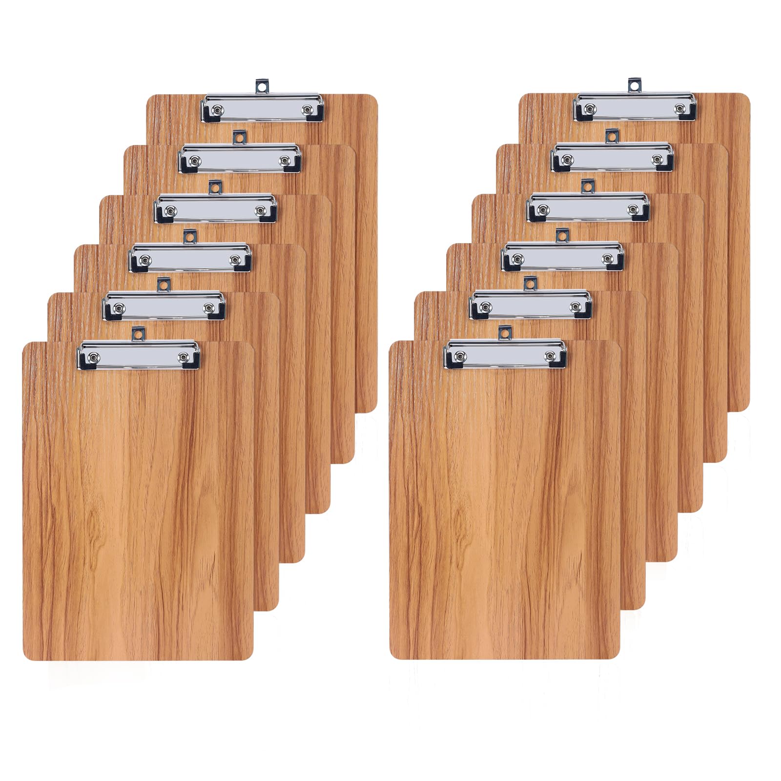 GUOKOFF A5 Clipboard, 12 Pcs Wooden Clipboards, Clipboard with Low Profile Clip and Hanging Hole, Hardboard Clipboard Wooden Clip Board for School, Office