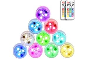 WHATOOK Mini Waterproof Submersible LED Light Decor Candle Tea Wireless Lights Button Batteries Powered & Remote Control,Party Events Supplies Home Vase Swimming Pool Pond Decoration Lighting with Connection
