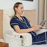 ENITYA 22" XL Back Pillow for Bed Sitting Up with Armrests &amp; Big Pockets | Reading Pillow for Sitting in Bed Adult, Back Support Wedge for Reading/Resting/Post Surgery/Watching TV/Gaming,Ivory