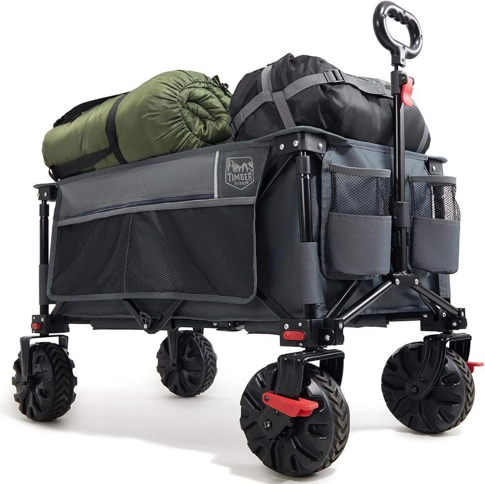 TIMBER RIDGE Festival Trolley on Wheels 200L 100kg Folding Cart with Brakes