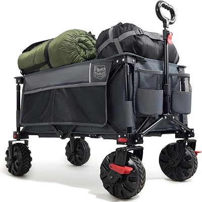 TIMBER RIDGE Festival Trolley on Wheels 200L 100kg Folding Cart with Brakes
