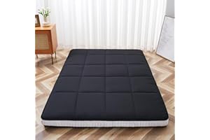 Meulbaty Queen Size Futon Mattress - Extra Thick Foldable Japanese Floor Mattress - Memory Foam Sleeping Pad for Adults - Tatami Mat Suitable for Camping & Guest - Black