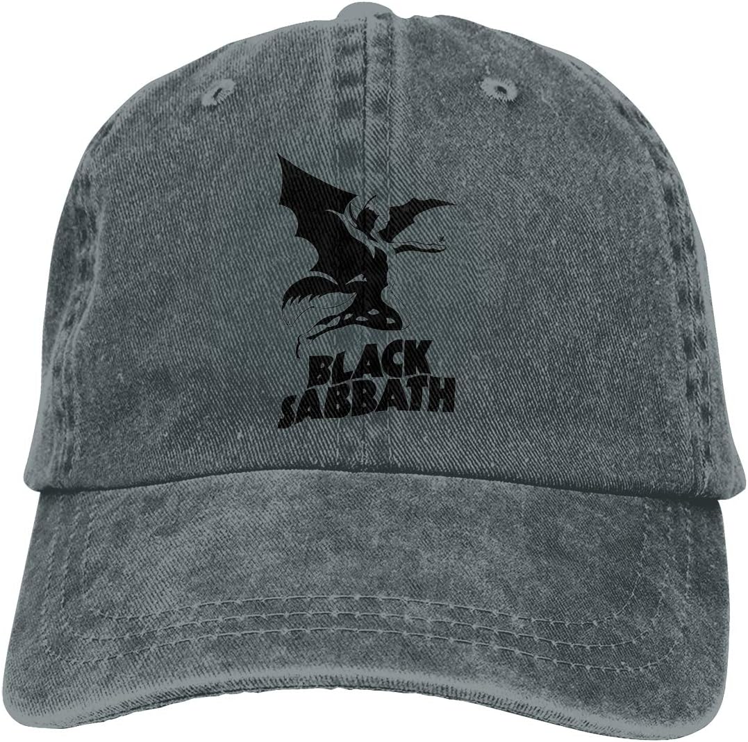 DADAJINN Black Sabbath Devil Logo Adjustable Walk Cotton Washed Denim Hat Gray
