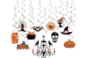 OARKIVE 30pcs Halloween Swirl Decorations – Hanging Halloween Decorations Indoor Ceiling for Home, Office, Classroom & Party – Cute Pre-Strung Swirls, Durable & Reusable Hallo Ceiling Decor