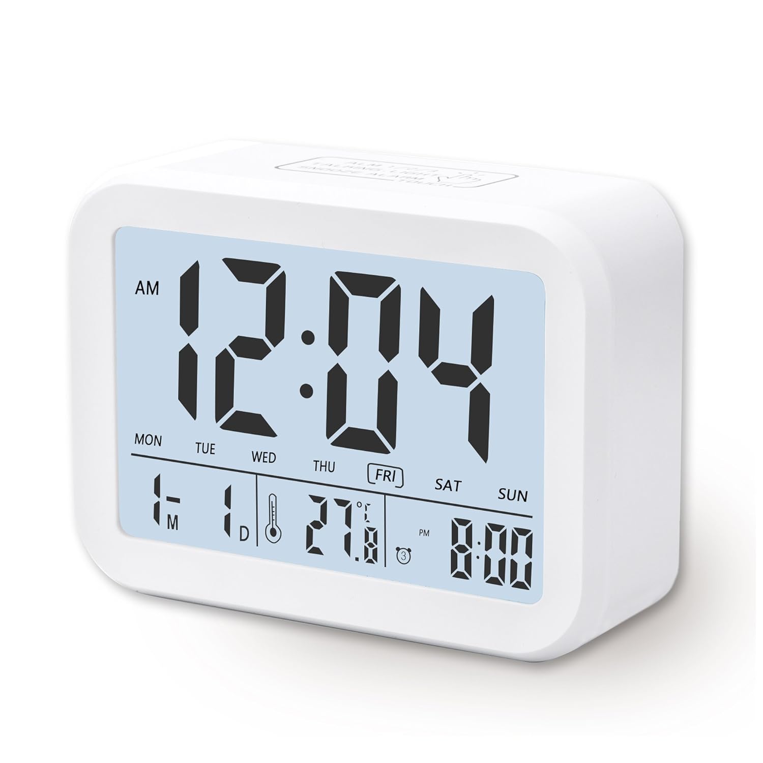 Despertador Digital CompraFun Reloj Despertador con Alarma Luz de Noche Blanco