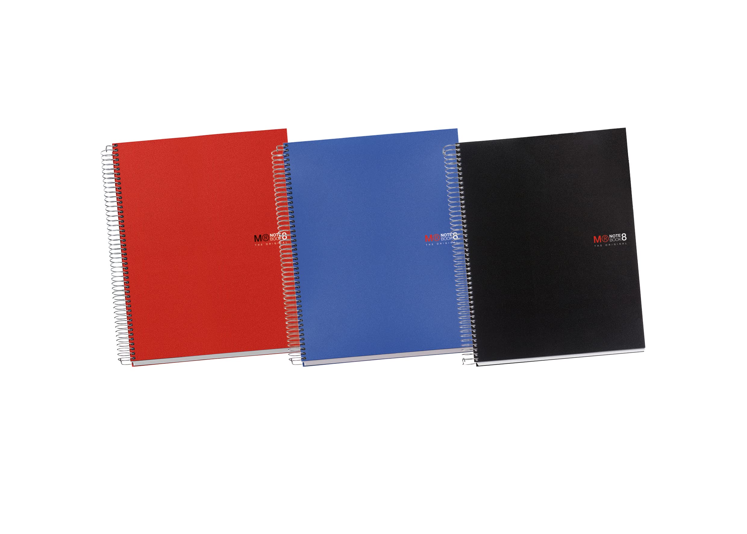 Miquelrius - Pack of 3 A5 notebooks, The Original Classic notebook, 8 coloured stripes, polypropylene cover, 2 holes for filing, 200 sheets of 70 g/m², squared notebook 5 x 5 mm