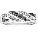 Ross-Simons 0.15 ct. t.w. Black and White Diamond Twisted Ring in Sterling Silver