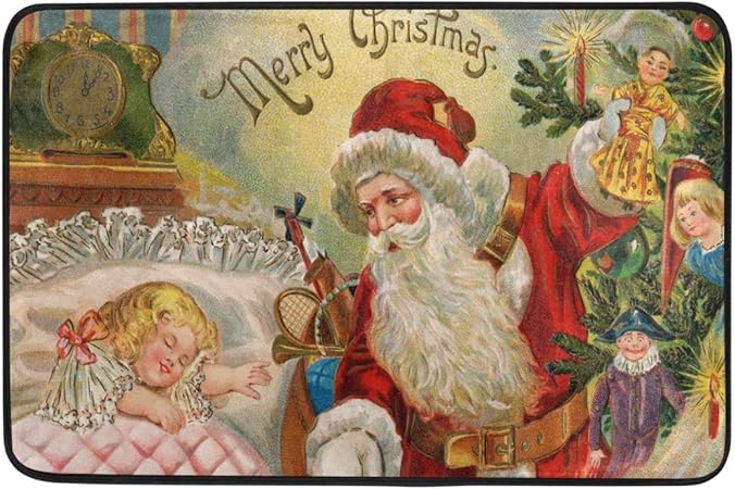 Natale Immagini Natalizie Vintage.Lindsay Gosse Zerbino Natalizio Home Vintage Babbo Natale Regali Ragazza Addormentata Benvenuto Ingresso Bagno Tappetini Hoilday Tappetino Per Alimenti Per Animali Domestici Amazon It Casa E Cucina