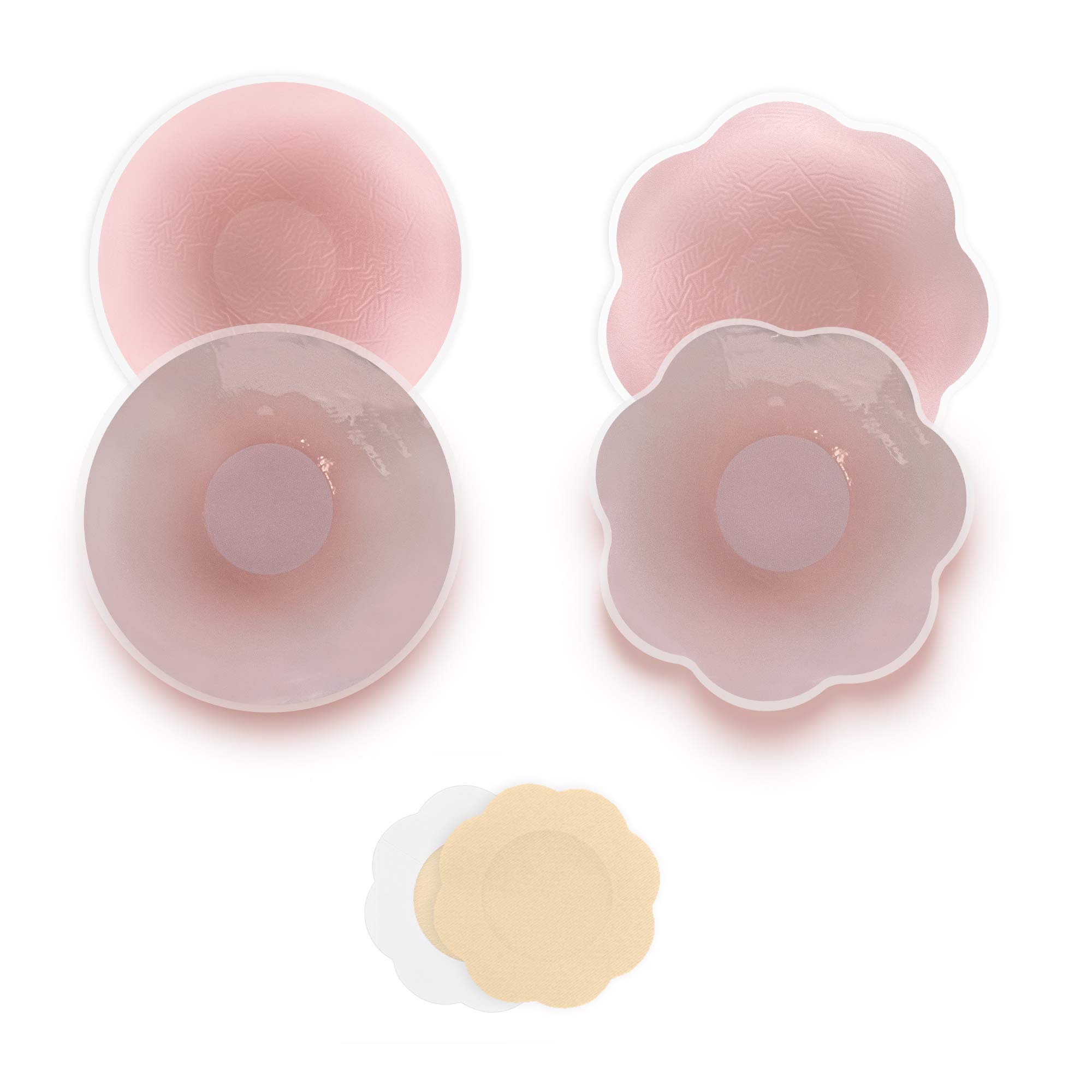 Fasionato Silicone Nipple Covers for Women - Invisible and Reusable Nipple Covers - Backless and Strapless Breast Pasties Nipple Cover and Invisible Breast Petals for Women - 3 Pairs Beige