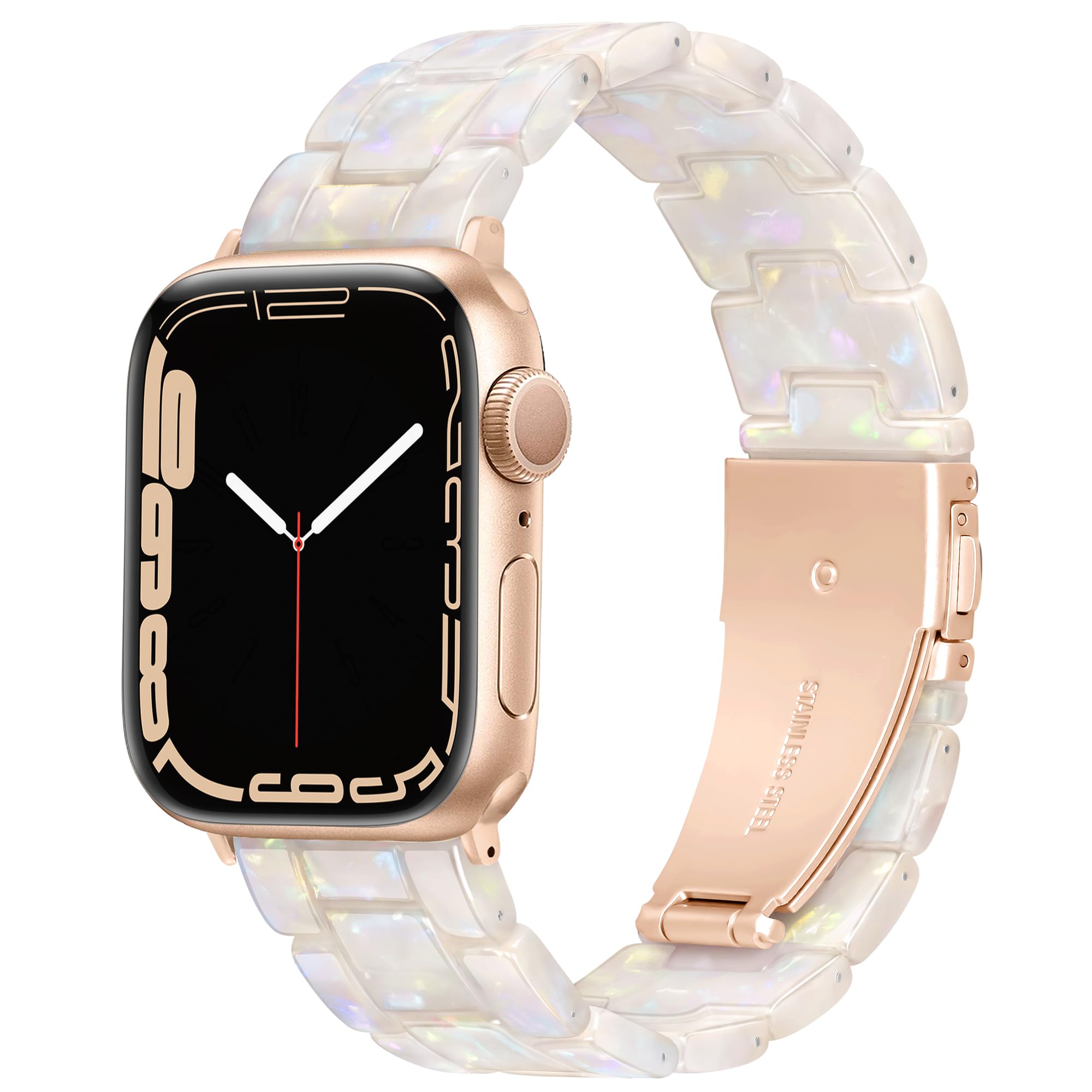 Vamyzji Compatible with Apple Watch Strap 42mm(Series 11 10) 41mm 40mm 38mm, Light Resin Waterproof Sport White iWatch Strap, Stainless Steel Clasp for Apple Watch Series 11 10 9 8 7 6 5 4 SE 3 2 1