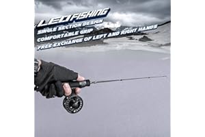 Tidevib Ultralight Ice Fishing Rod 51cm with Reel, Portable Rod with 60mm Spool, 1+1 Bearing System, Fiberglass Metal Constru