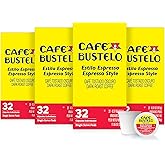 Caf&eacute; Bustelo Espresso-Style Dark Roast Coffee Pods, Bulk 128 Count | Bold Latin character, rich aroma, smooth taste, stands up to milk and sugar, single serve coffee pods, 4 boxes, 32 pods each