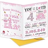GVMGVM Cute 4th Birthday Card Gift for Girls Kids Child, Ideal 4 Years Old Birthday Card for Daughter Granddaughter Niece Sister Her, Best Happy Four Years Old Gift from Dad Mom Grandma Grandpa