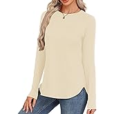 GAYHAY Long Sleeve Tunics or Tops to Wear with Leggings - Loose Fit Crew Neck Curved Hem Shirts Fall Winter Clothes 2026