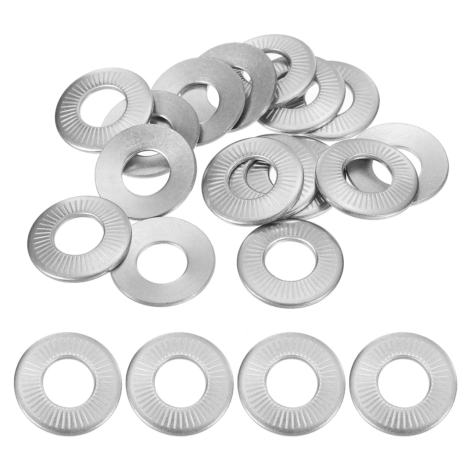 PATIKIL 304 Stainless Steel Flat Washers, 40 Pack M12x27mm Belleville Spring Disc Washer Conical Knurled Metric Gasket for Automotive Industrial Construction