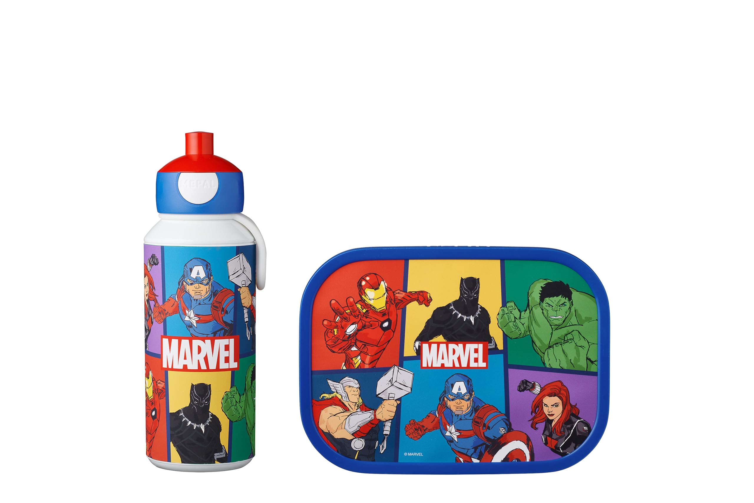 Mepal - Lunch Set Campus - Lunch Set For Children with Pop-up Drink Bottle & Lunch Box - Lunch Set For School or On The Go - BPA-free - 400 ml + 750 ml - Avengers
