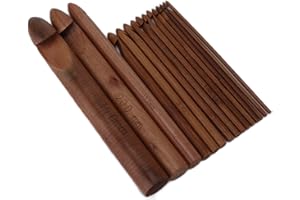 15Pcs Crochet Hooks, Extra Thick Ergonomic Bamboo Crochet Needles with Smooth Lightweight Handle for Beginners Crocheters, Kn