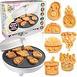 Kawaii Fun Snacks Mini Waffle Maker - 7 Different Food Emoji Designs Featuring an Avocado, Pizza, Ramen, Taco & More - The Co