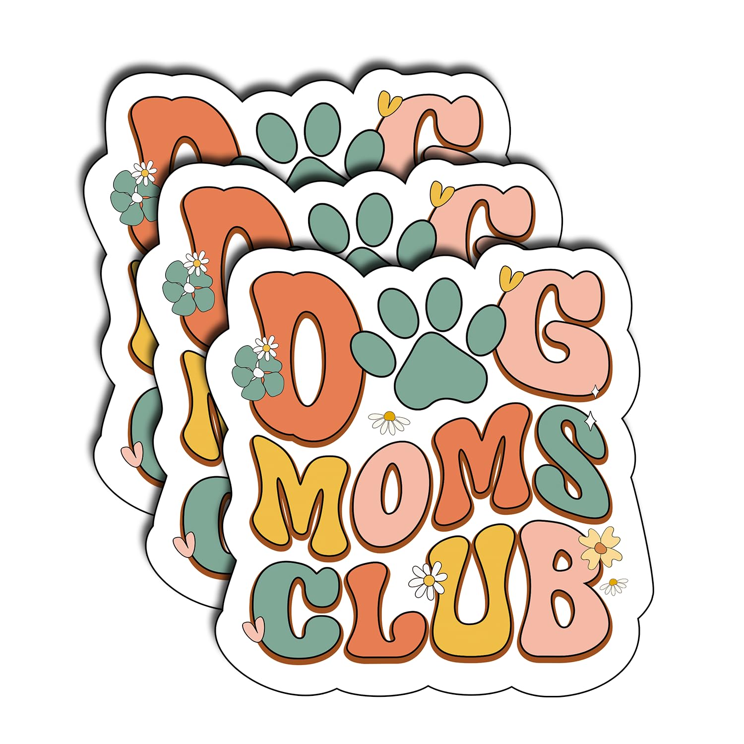 Photo 1 of (3Pcs) Dog Moms Club Sticker Puppy Funny Dogs Mom Sticker Decorate Books, Laptops, Phone, Water Bottles, Kindles Stickers Waterproof Vinyl Stickers Dog Lover Dog Mama Stickers Size 3"x2.8" Inch