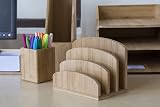 Osco Bamboo Letter Holder & Mail Sorter Natural MOSO Bamboo Desk Rack view 7