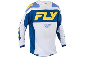 Fly Racing Men's F-16 Jersey (White/Dark Blue/Yellow, Large)