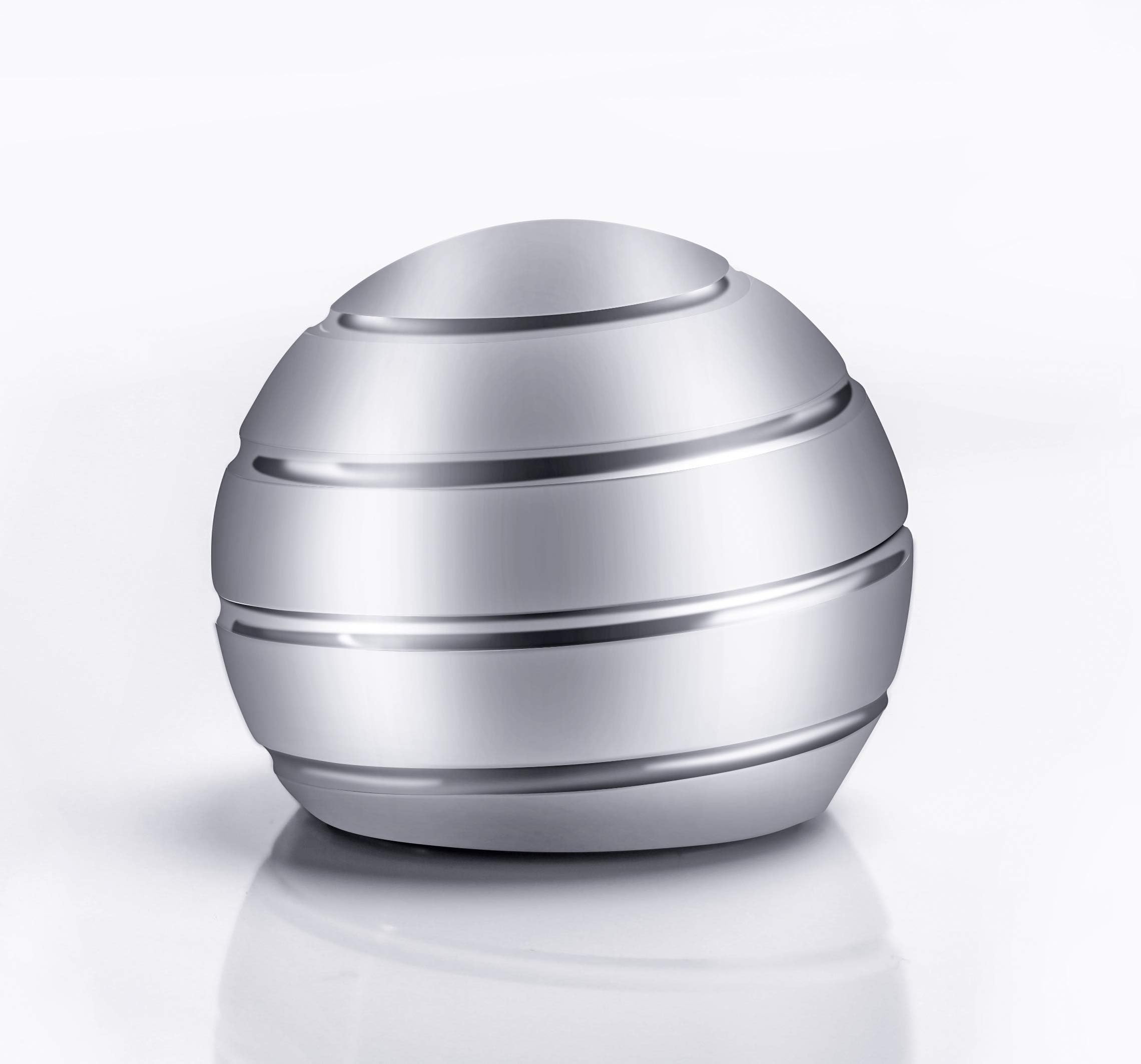 Mountain Giant Kinetic Desk Toy with Full Body Visual Illusion Ball Decompression Ball Fidget Stress Anxiety Relieves Aluminium Decoration Ball for Kids and Adults（Silver）