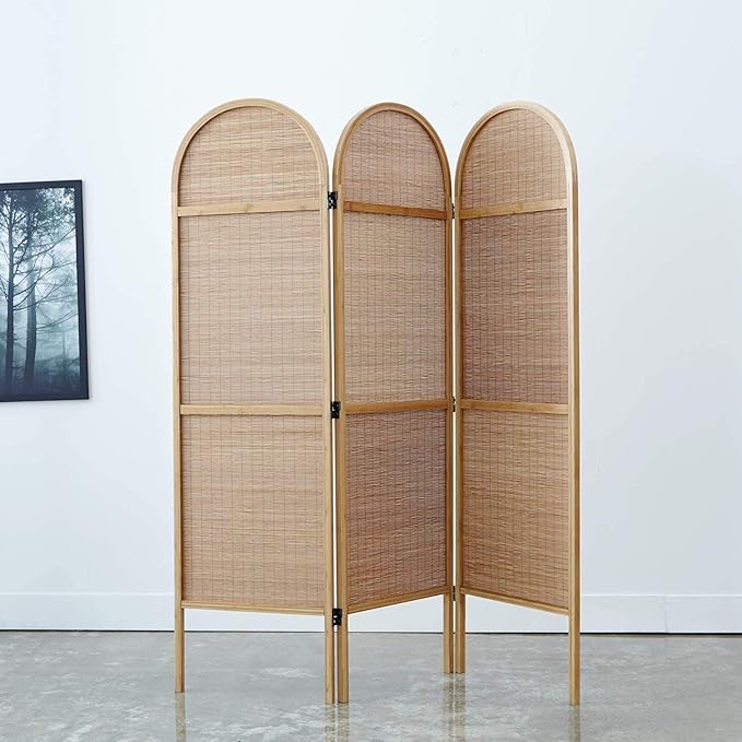 Livinia Bamboo Room Divider, 3Panel Folding Privacy Screen