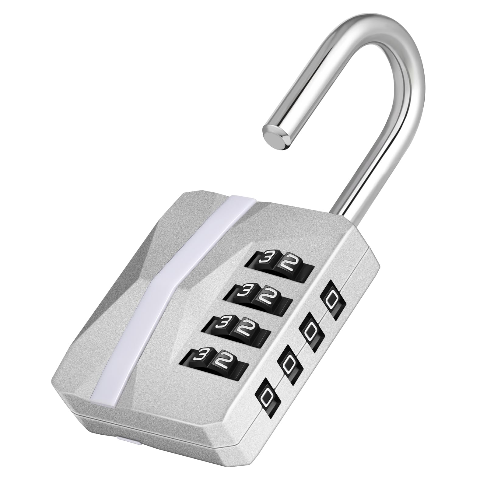 Photo 1 of ZHEGE Locker Lock, 4 Digit Combination Lock [2023 Locker Trend] Gym Lock with White Code, Heavy Duty Combo Padlock Outdoor for Gate, Fence, Shed, Garage, School Locks (Silver, 1 Pack)