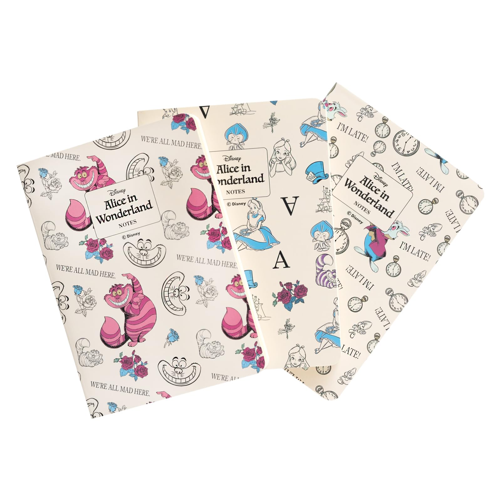 Grupo Erik A6 Notebook Set - Disney Alice In Wonderland Gifts | 3 A6 Notebooks - Lined, Plain, Dotted - 32 sheets (64 pages) | Disney Stationery Gifts Under 15 Pounds — image 1