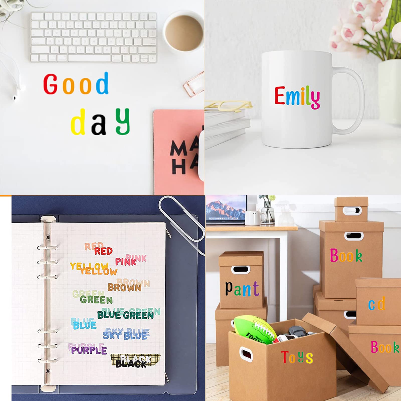 8 Sheets Letter Stickers, 1008 Alphabet Stickers,1 inch Vinyl Self-Adhesive Sticker Letters, Black Alphabets ABC Stickers, for DIY Mailbox House Numbers, Embellishments & Decorations Multicolor