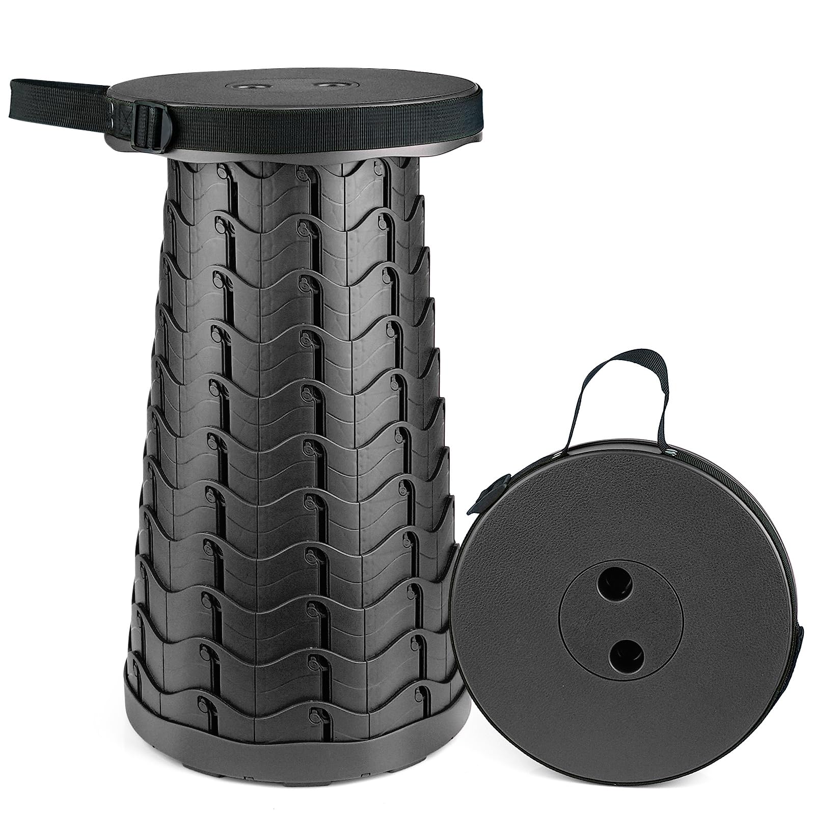 Hesanzol Portable Telescoping Stool, Retractable Folding Stool for Camping Garden Fishing Hiking Travel BBQ, Adjustable Collapsible Stools Max Load 400lbs