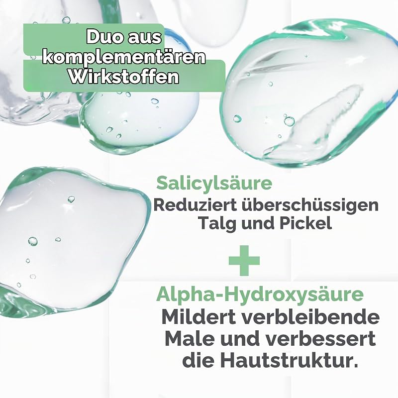 - Mattierendes Gel gegen Unreinheiten mit Salicylsäure + AHA – fettige Haut und Akne – Talgkontrolle – leichte und erfrischende Sorbet-Textur – Antioxidans-Pumpenflasche – 50 ml