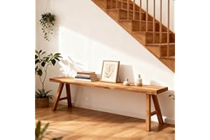 CANYIHB Front Entryway Bench Indoor Hallway Bedroom End of Bed Farm House Rustic Dining Table Vintage Narrow Noodle Bench Solid Wood (L 39.3″x10.2″W x 17.7″H)