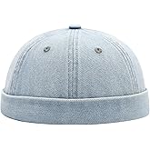 Vintage Denim Cotton Brimless Hat for Men Women Rolled Cuff Docker Cap Harbour Beanie Hats Landlord Hat K377