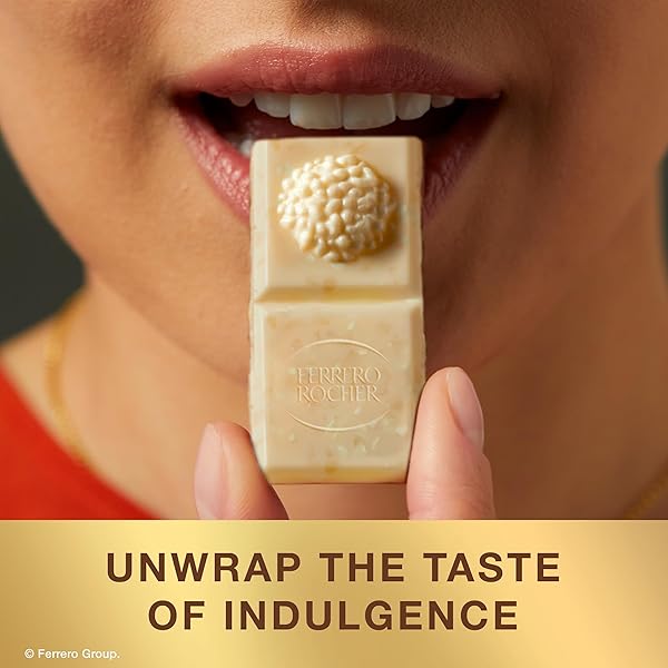FERRERO ROCHER PREMIUM CHOCOLATE BAR, WHITE CHOCOLATE WITH HAZELNUT FILLING, PERFECT SELF TREAT, 3.1 OZ EACH